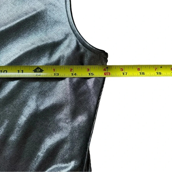 RACHEL Rachel Roy Iggy Draped Metallic Dress Mini Silver Combo Sleeveless Size M - Picture 6 of 10